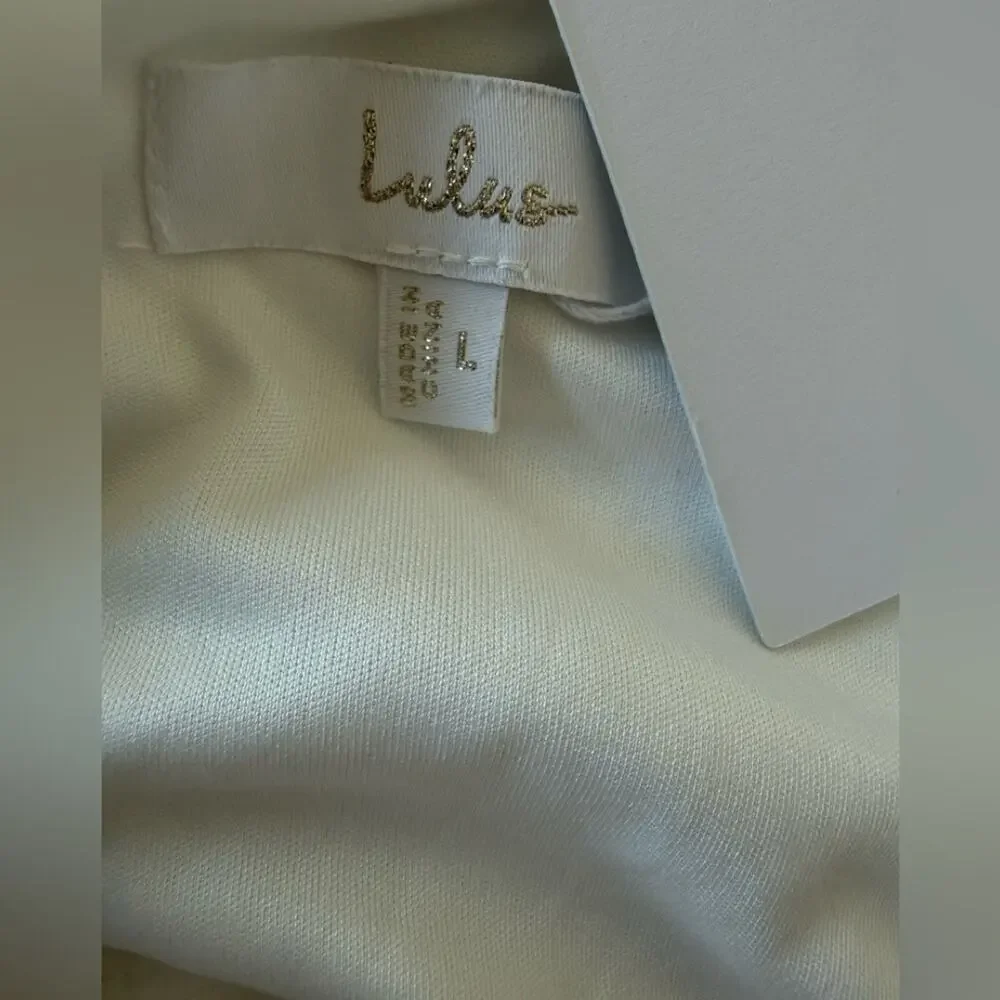Lulu's Heide White Satin Strapless Maxi Dress size L (runs small) M